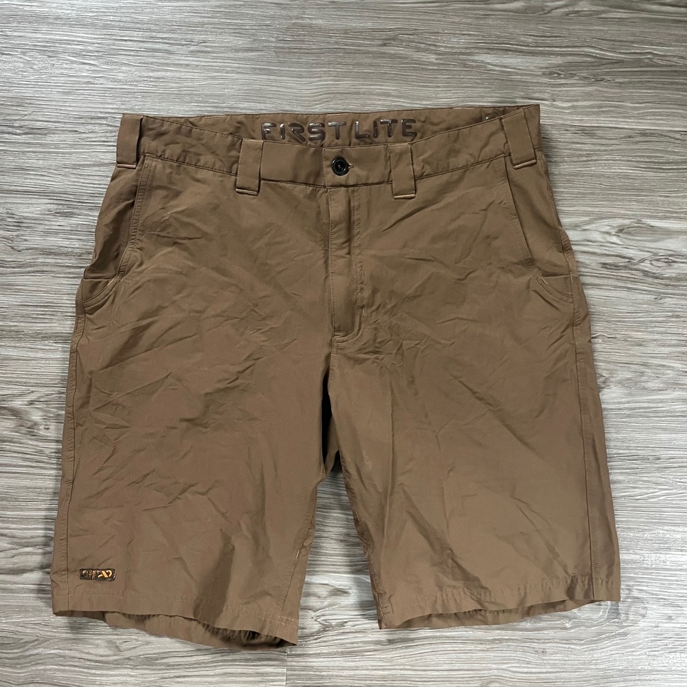 First Lite Guide Lite Mens Shorts Brown Hiking Hunting Technical Size 38